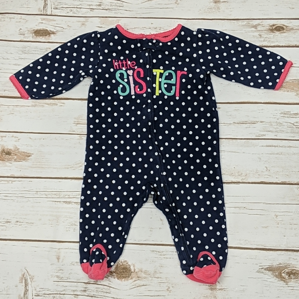 Carter's Navy Polka Dot Little Sister Outfit 6M